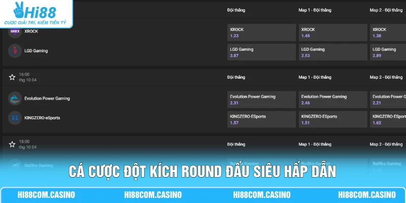 Cá Cược Đột Kích Với 3 Dạng Kèo Nhận Tỷ Lệ Thưởng 1 Ăn 95 Cá cược Đột Kích round đấu siêu hấp dẫn