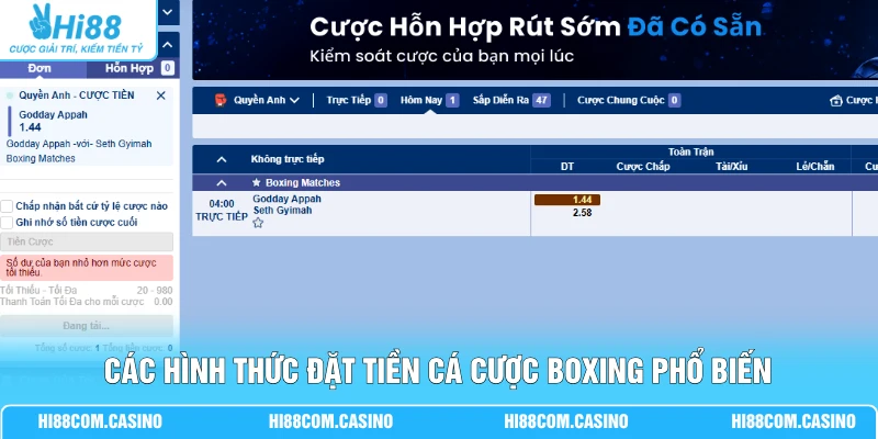 Các hình thức đặt tiền quyền anh phổ biến