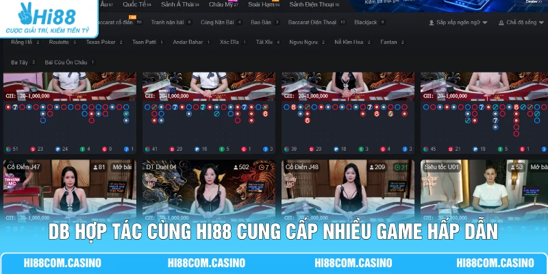 DB hợp tác cùng Hi88 cung cấp nhiều game hấp dẫn