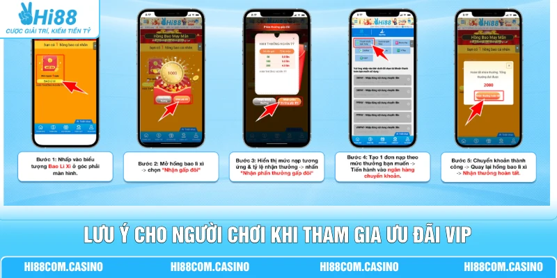 Khuyến Mãi VIP Trở Lại - Hi88 Tặng Lên Tới 20% Tiền Nạp Lưu ý cho người chơi khi tham gia ưu đãi VIP
