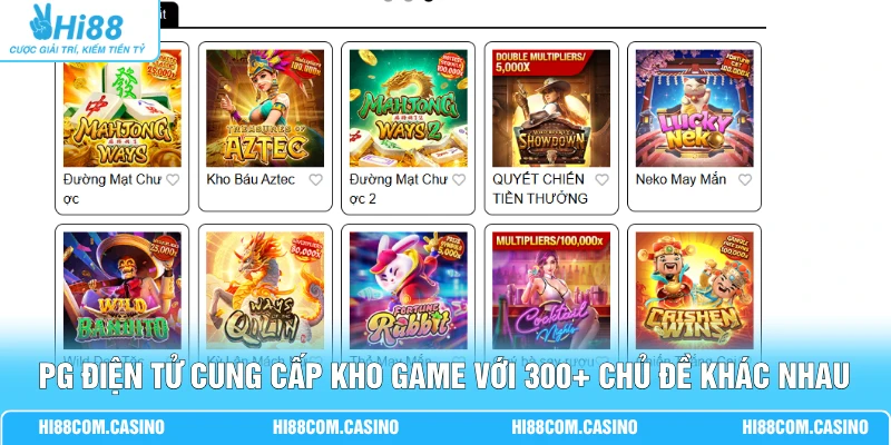 PG Điện Tử | Kho Slot Game 300+ Chủ Đề, Nổ Hũ X1000 Lần PG điện tử cung cấp kho game với 300+ chủ đề khác nhau