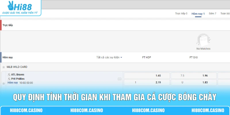 Quy định tính thời gian khi tham gia cá cược bóng chày