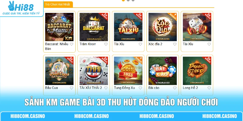 Sảnh KM game bài 3D thu hút đông đảo người chơi