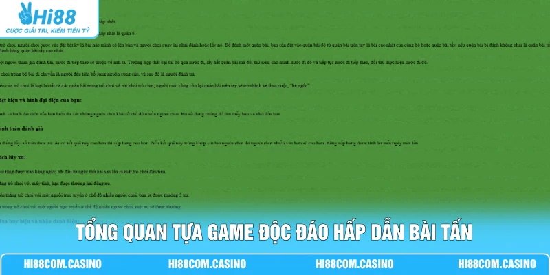 Tổng quan tựa game độc đáo hấp dẫn bài tấn