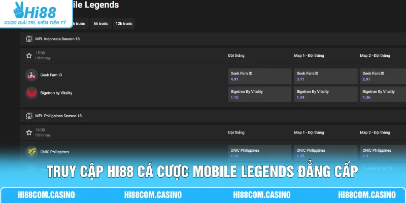 Hướng Dẫn Soi Kèo Cá Cược Mobile Legends Tỷ Lệ 1 Ăn 99 Hot Truy cập Hi88 cá cược Mobile Legends đẳng cấp