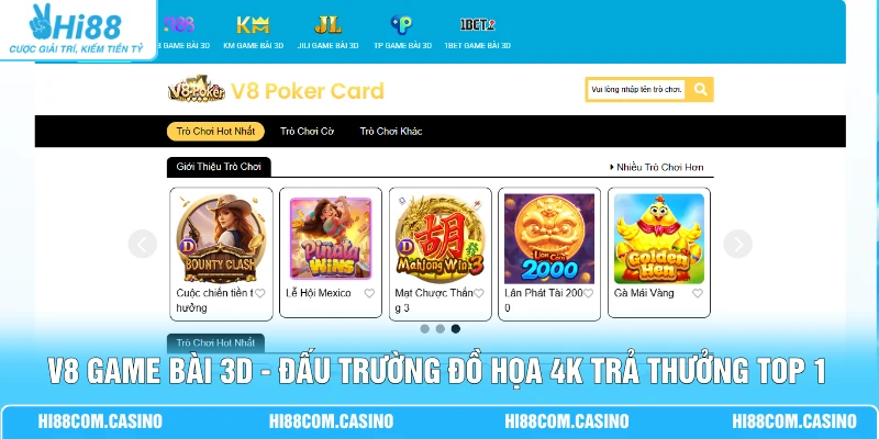 V8 Game Bài 3D - Đấu Trường Đồ Họa 4K Trả Thưởng Top 1